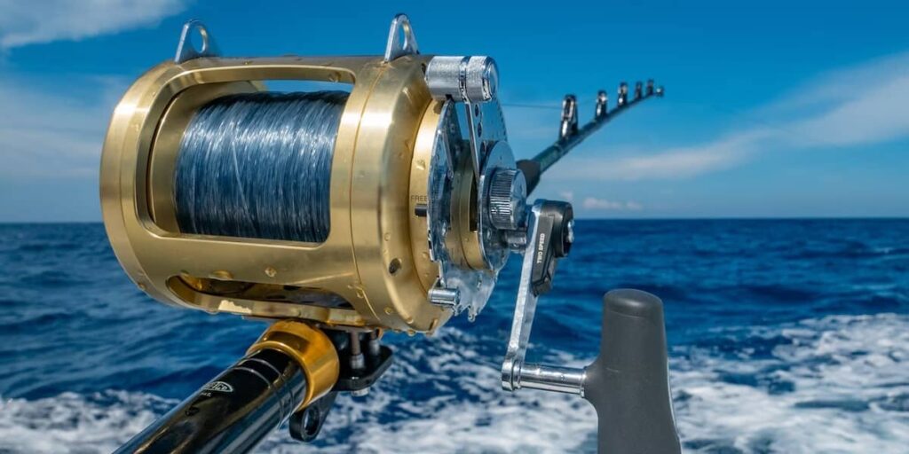 Fishing reel ready for fishing